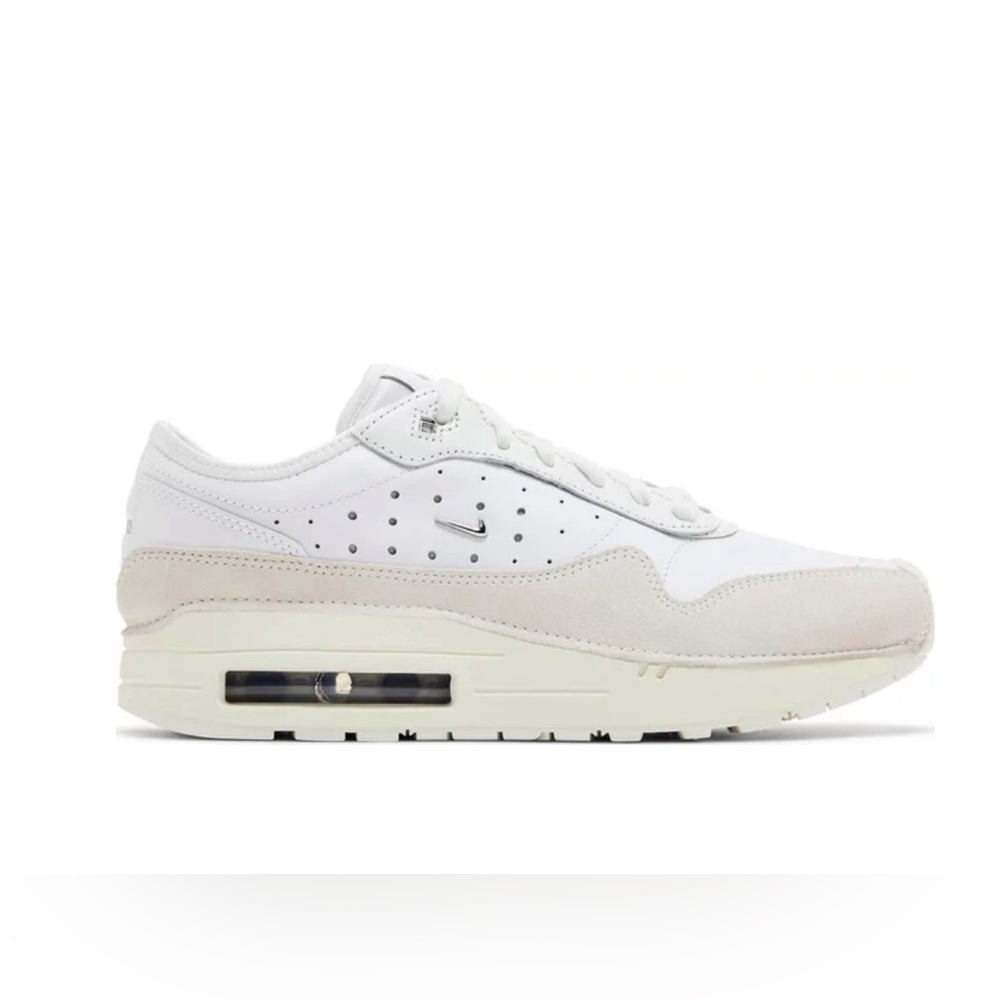 NIKE  X Jacquemus Air Max 1 Sneaker in Summit White, Metallic Silver,size 9.5